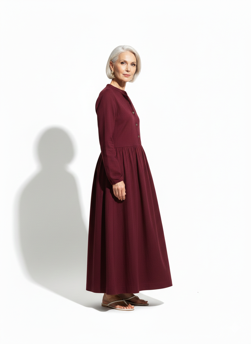 Lunea Mode® |The Amanda Long Sleeve Linen Maxi Dress