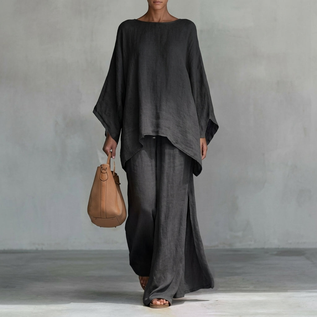 Christine | Long-Sleeve & Wide-Leg Trousers 2-Piece Set