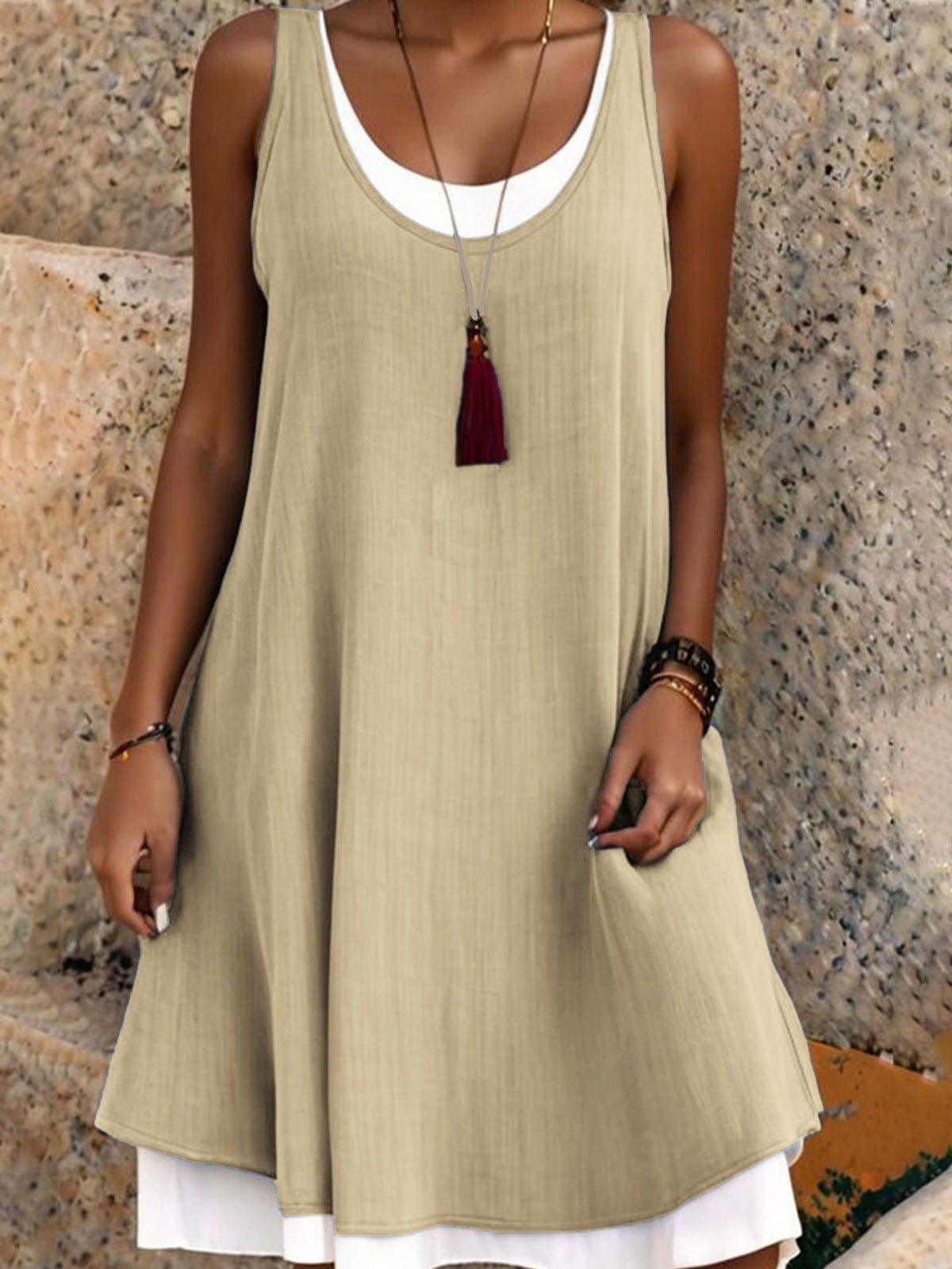 Anna | Women’s Sleeveless Linen-Blend Dress