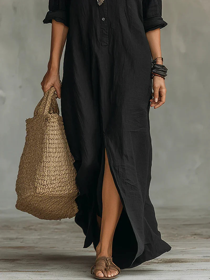 Céline™ | Relaxed Button Maxi Dress