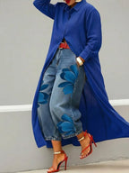 Maud - Linen Shirt Dress and Floral Jeans Set