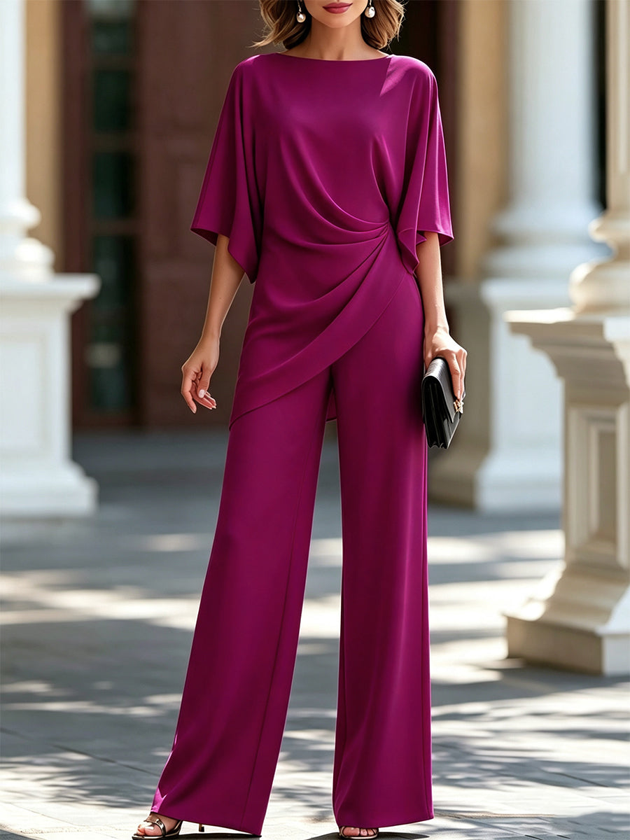 Gabriella | Draped Blouse & Wide-Leg Trousers Set