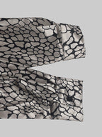 Long Sleeve Loose Buttoned Contrast Color Snakeskin Printed Lapel Blouses & Shirts Tops