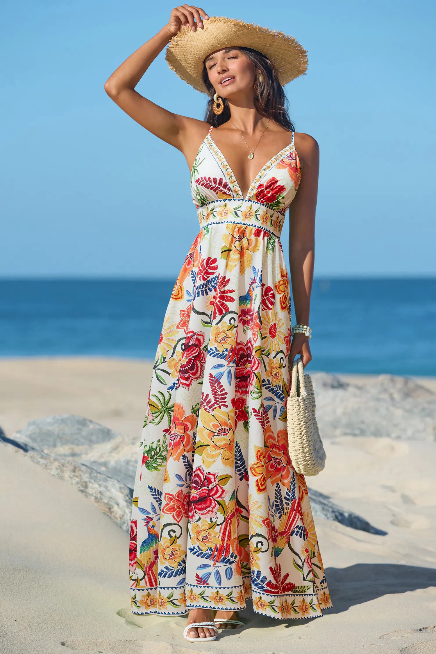 Lunea Mode® | Vibrant Oasis Tropical Maxi Dress