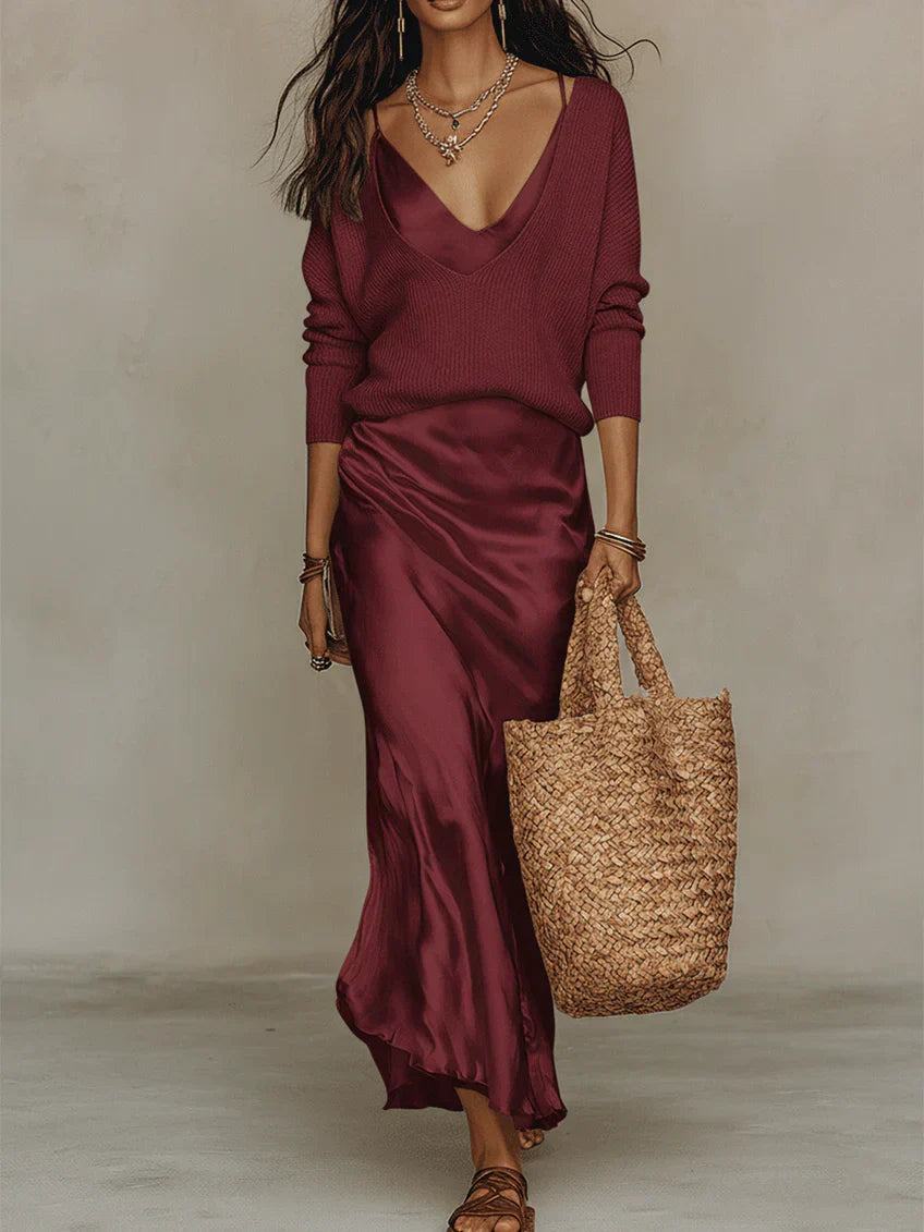 Solène | Slip Dress and Knit Set