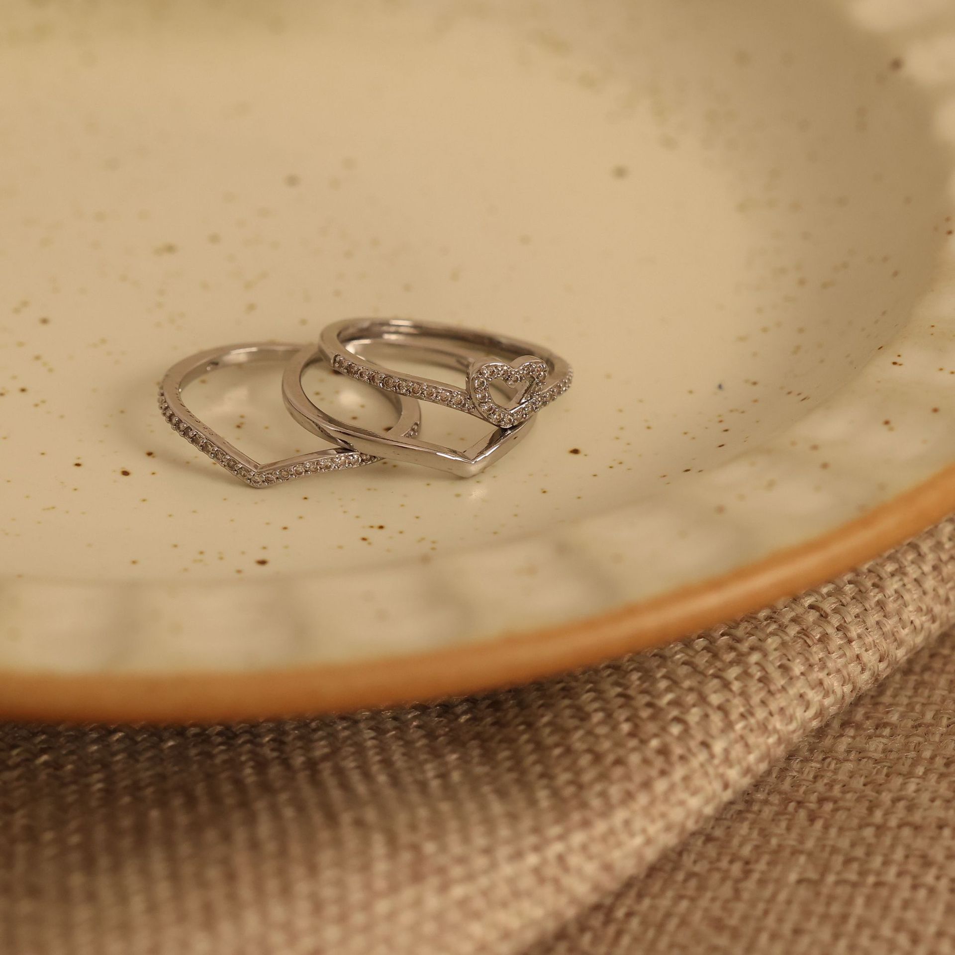 Eliza | Shining Love Wish Bone Stacking Rings