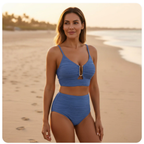 Luksuslik kaheosaline ujumistrikoo kuldse detailiga