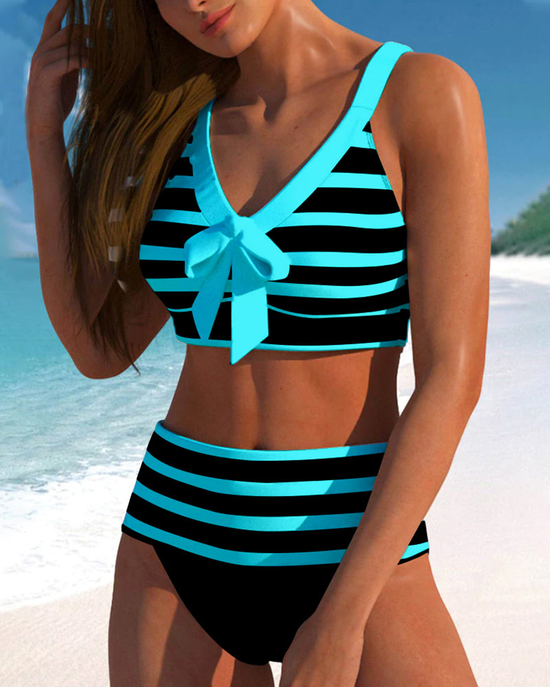Amahle® | Striped High-Waisted Bikini