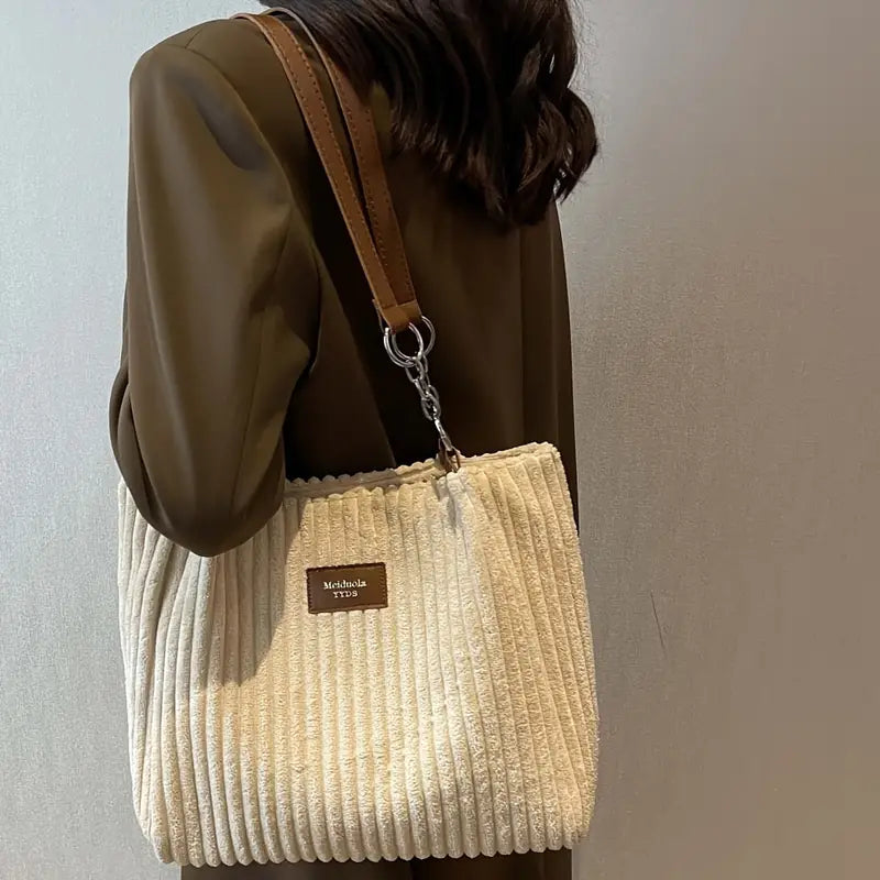 Layla - Elegant Corduroy Tote Bag
