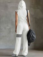 Giada™ | Retro Sports Hooded Striped Jumpsuit