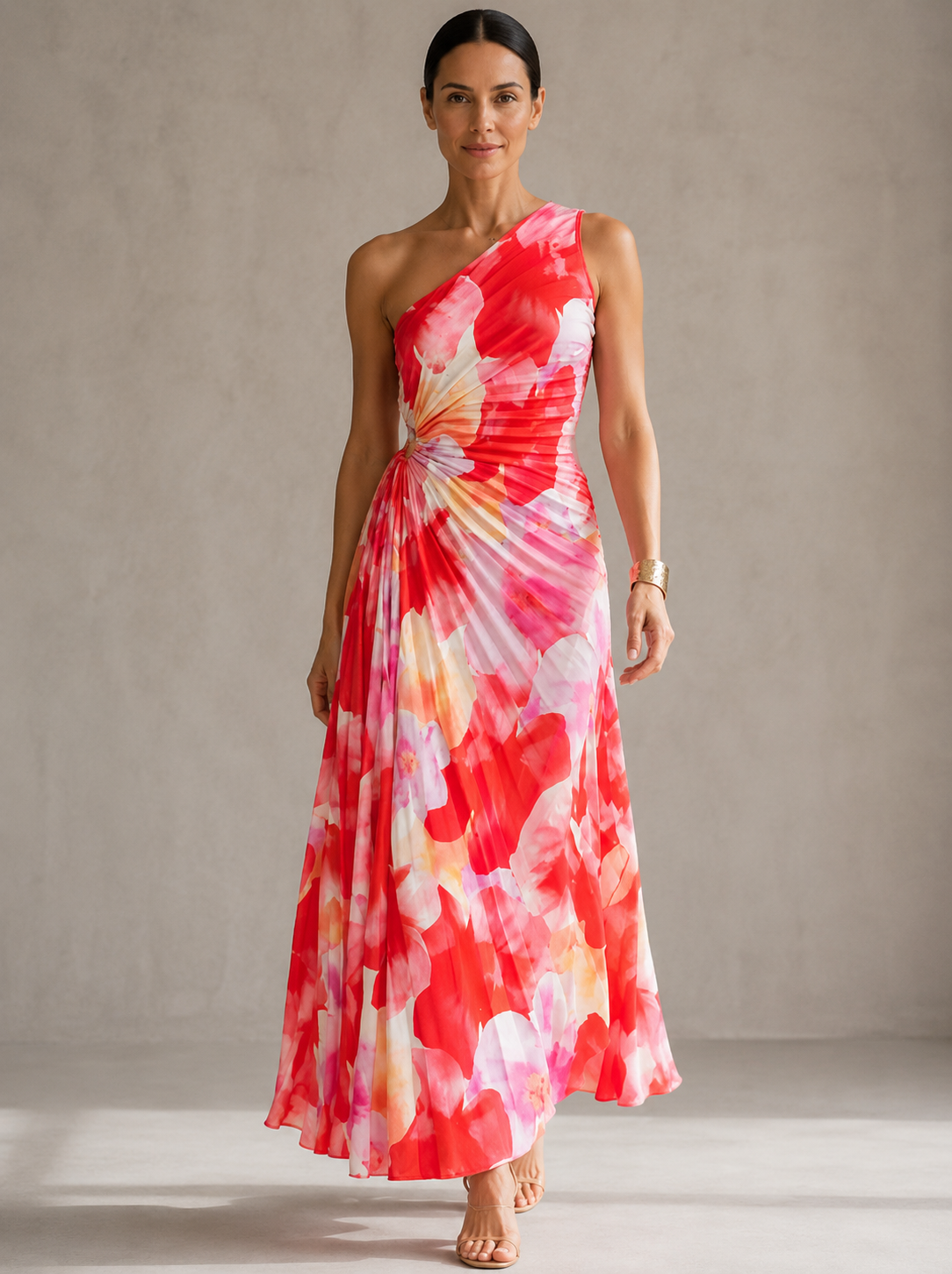 Yanira | One-Shoulder Pleated Dress