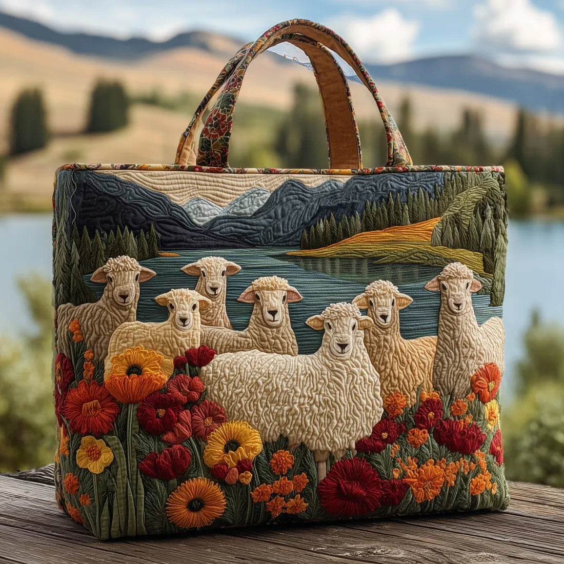 Handmade Sheep Bag by the Lake