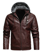 DANIEL | HOODED JACKET WITH LEATHER EFFECT AND ZIPPER