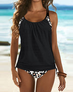 Augustus - Solid Tankini with Leopard Print