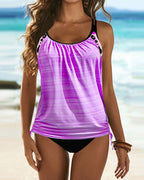 Augustus - Solid Tankini with Leopard Print