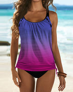 Augustus - Solid Tankini with Leopard Print