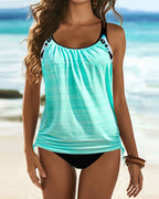 Augustus - Solid Tankini with Leopard Print