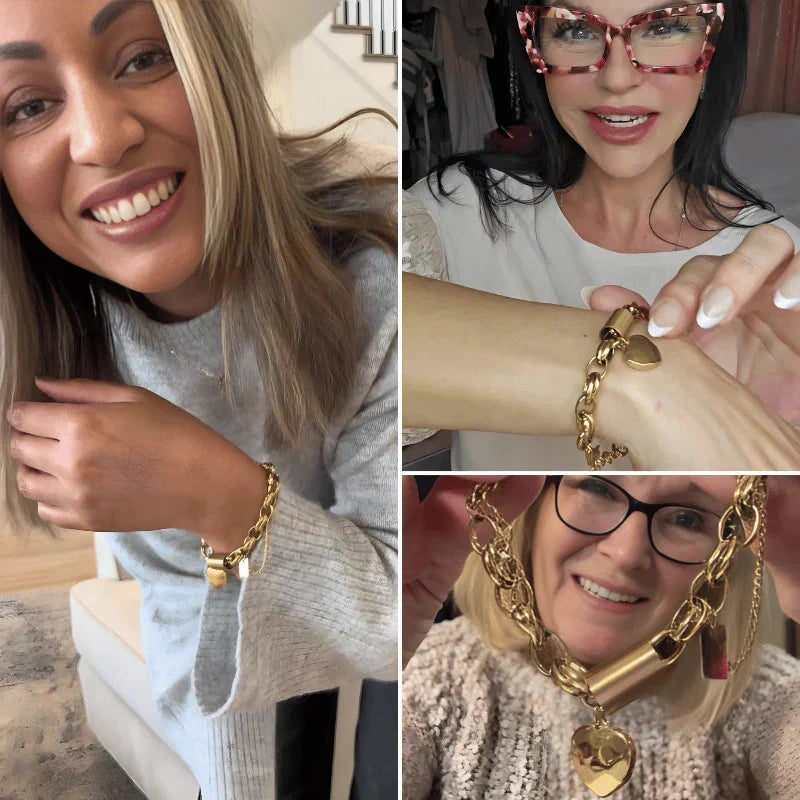 Gold Heart Charm Bracelet
