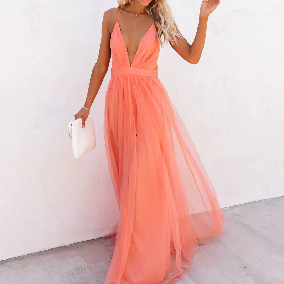 Ginevra | Coral Glow Maxi Dress