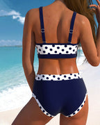 Liesbeth - High Waist Polka Dot Bikini with Patchwork Design