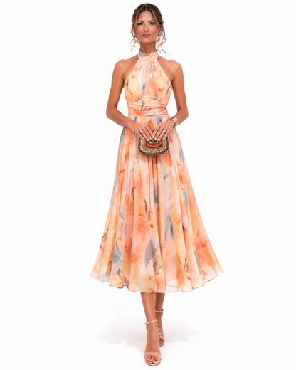 Aurora | Watercolor Halter Dress