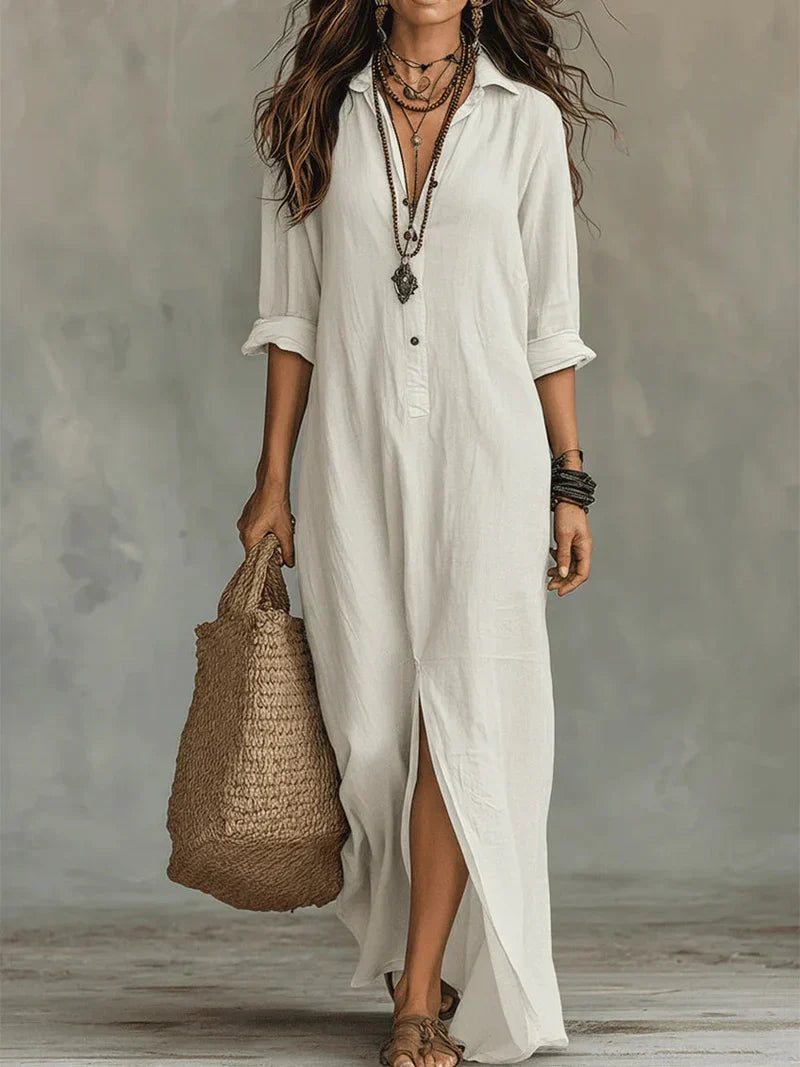 Céline™ | Relaxed Button Maxi Dress