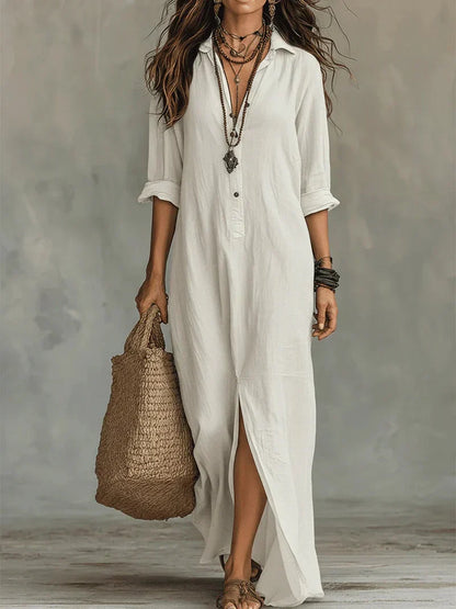 Céline™ | Relaxed Button Maxi Dress