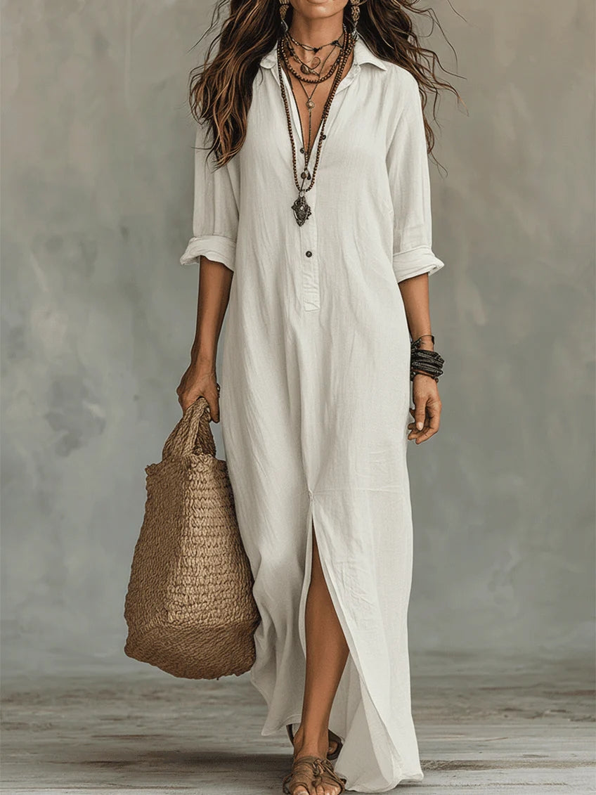 Soline | Button-Front Maxi Dress