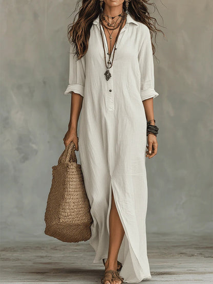 Soline | Button-Front Maxi Dress