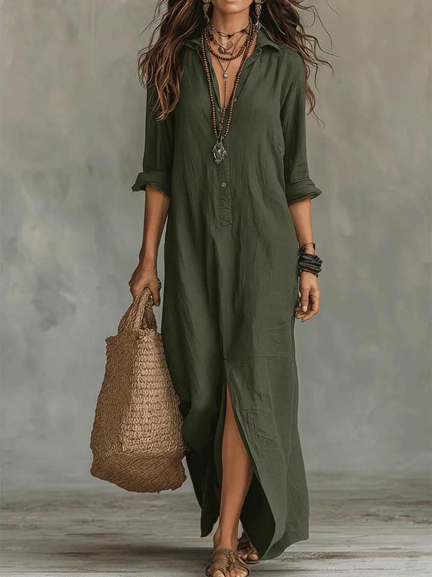 Soline | Button-Front Maxi Dress