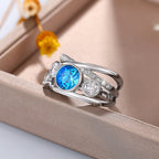 Elara | Silver Blue Stone Statement Ring