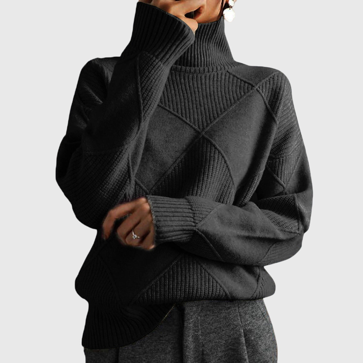 Laurel - Modern Geometric Turtleneck Sweater