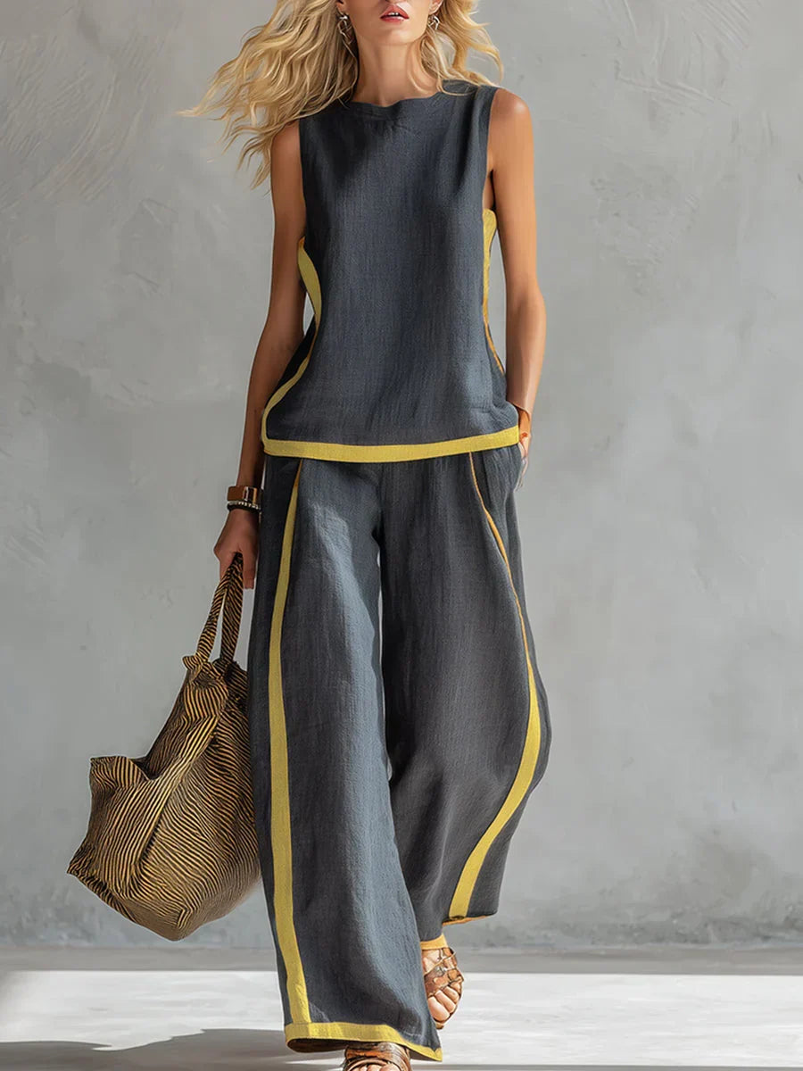 Ursula – Smart-Casual Waistcoat & Trousers Set with Contrast Trim