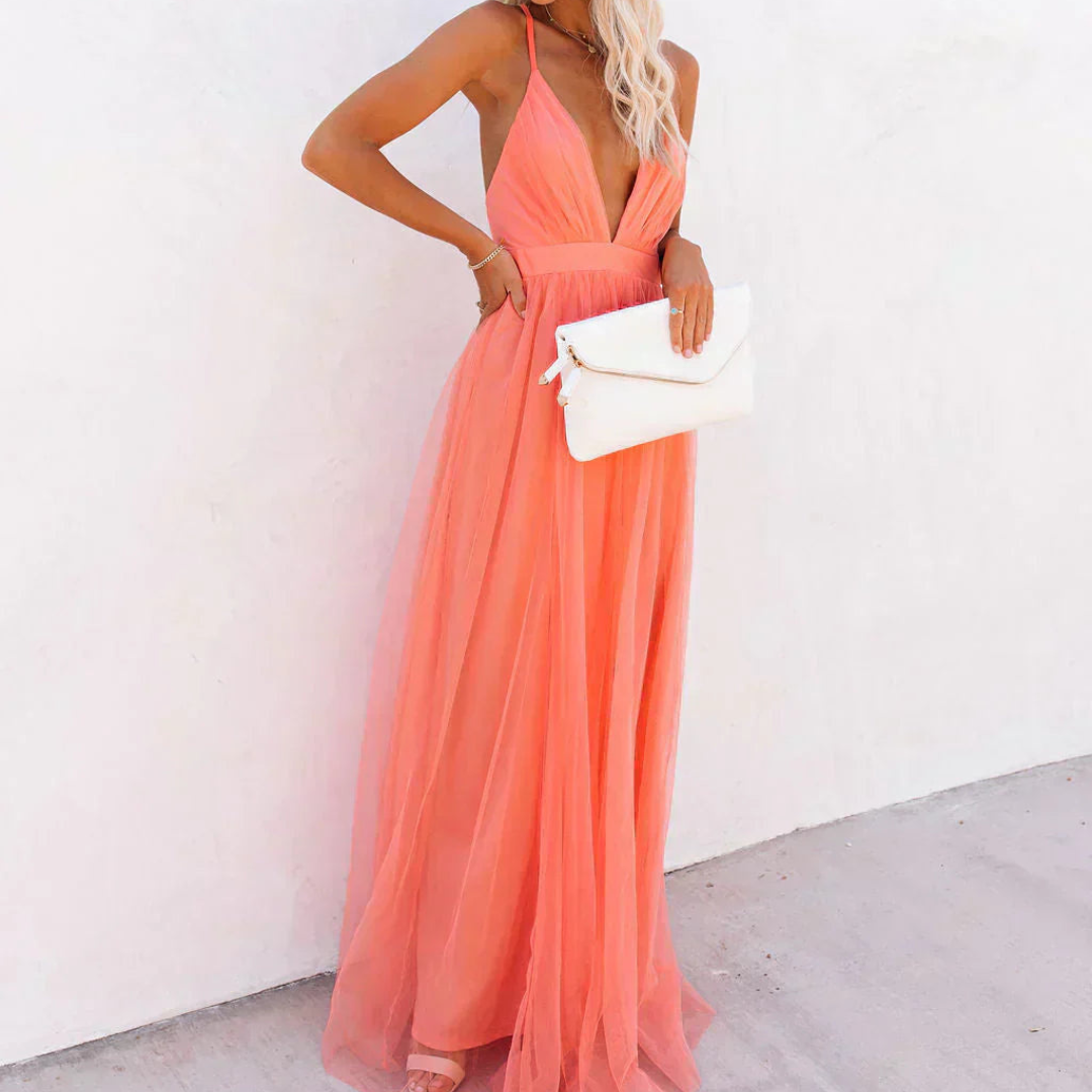 Ginevra | Coral Glow Maxi Dress