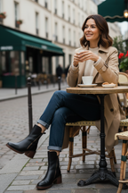Valorine™ | Black leather boots with a comfortable heel, elegant and timeless.