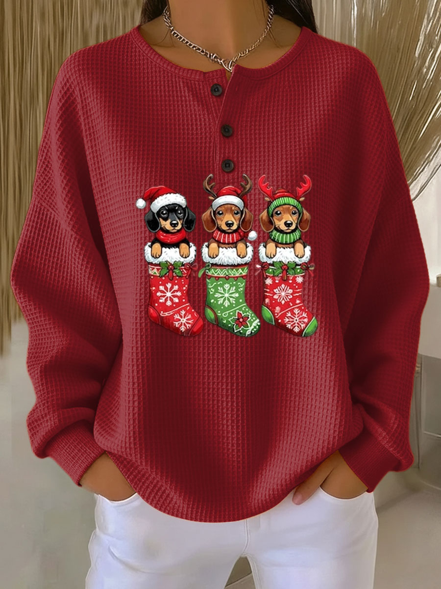 Selena | Vintage Christmas Sweater with Dog Motif