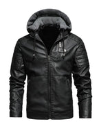 DANIEL | HOODED JACKET WITH LEATHER EFFECT AND ZIPPER