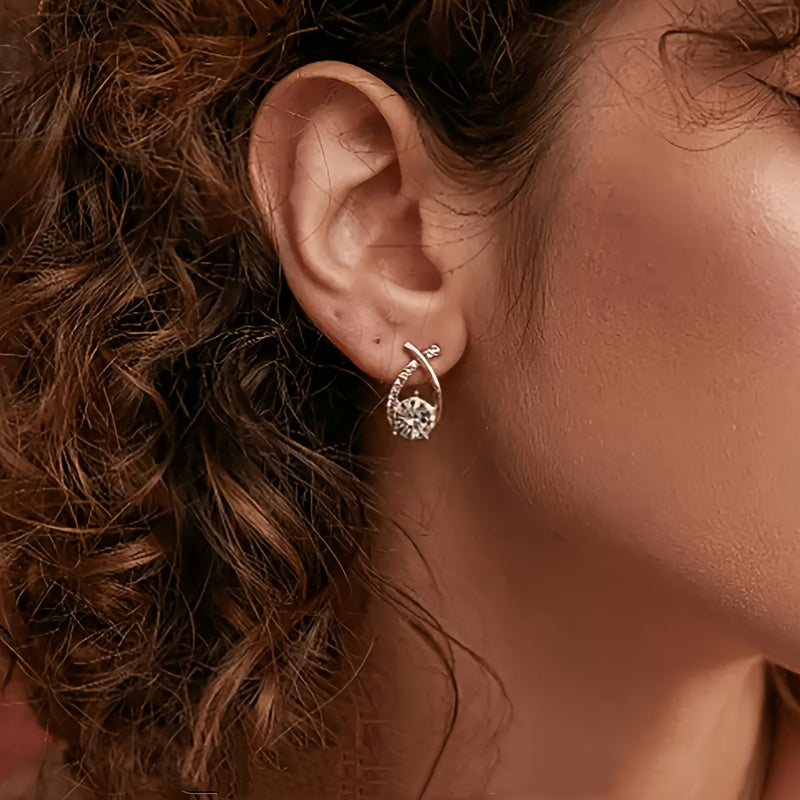 Gold Cross Earrings with Cubic Zirconia