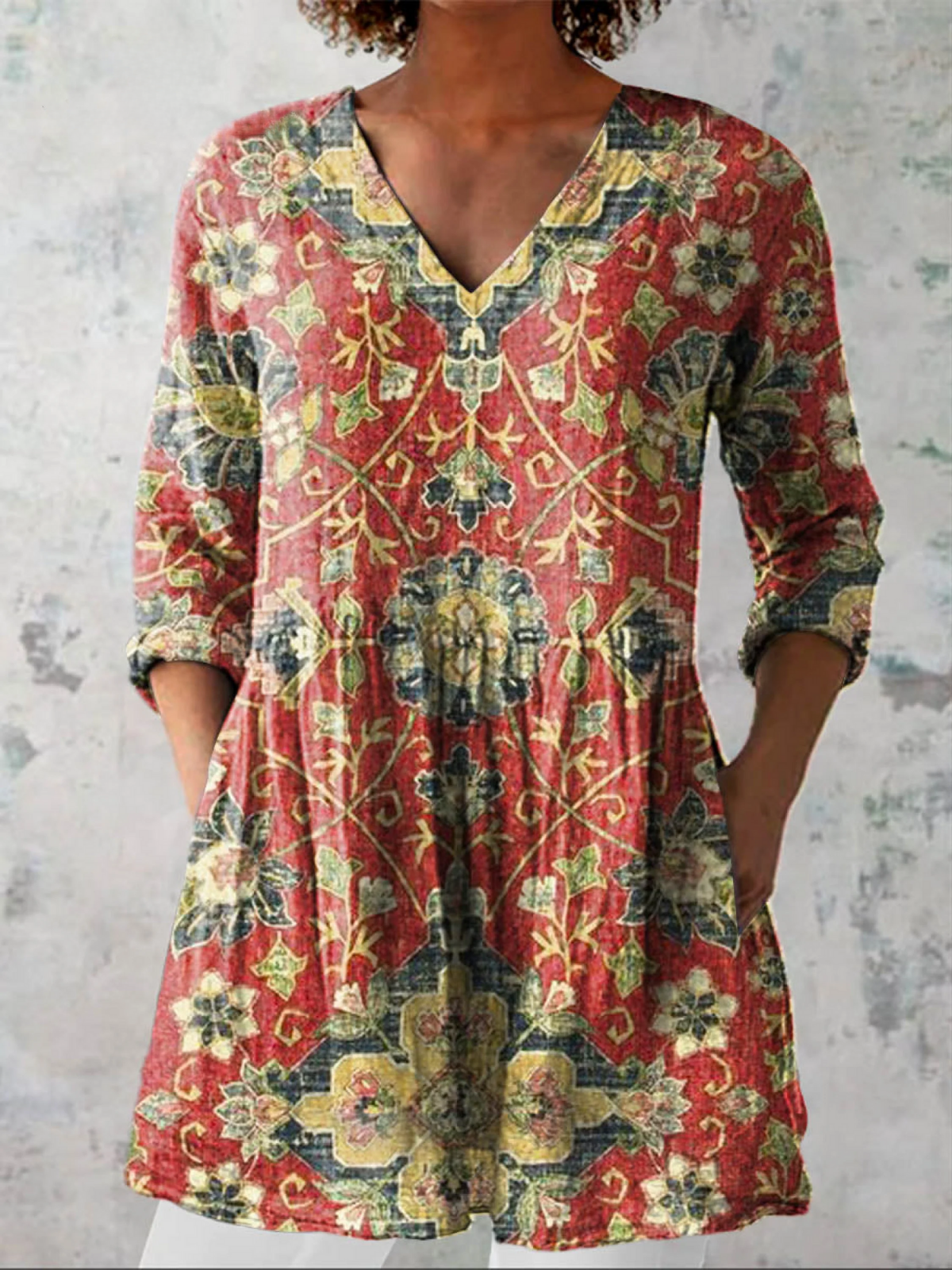 Dahlia | Long Blouse with V-Neck