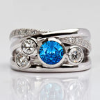 Elara | Silver Blue Stone Statement Ring