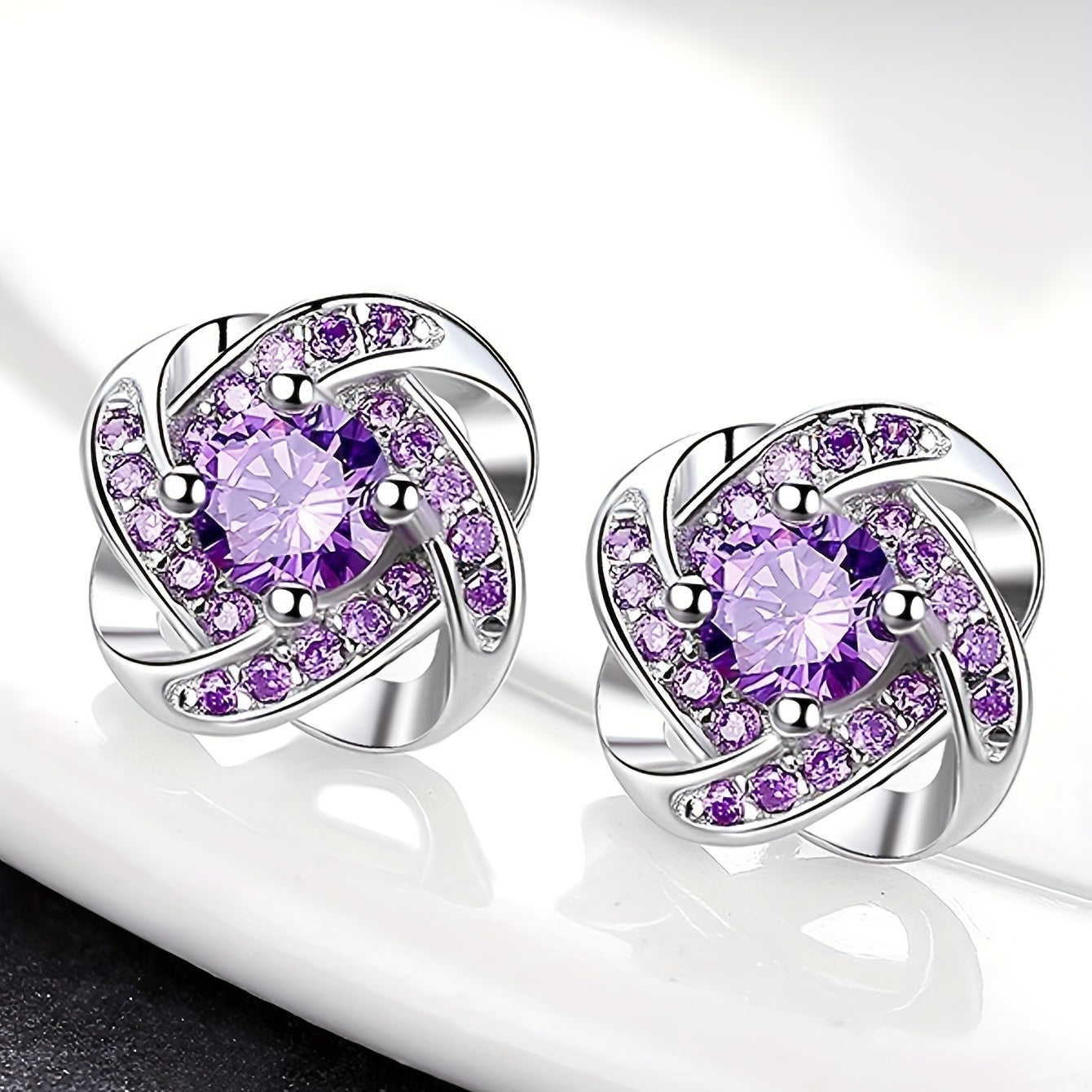 Purple Clover Earrings