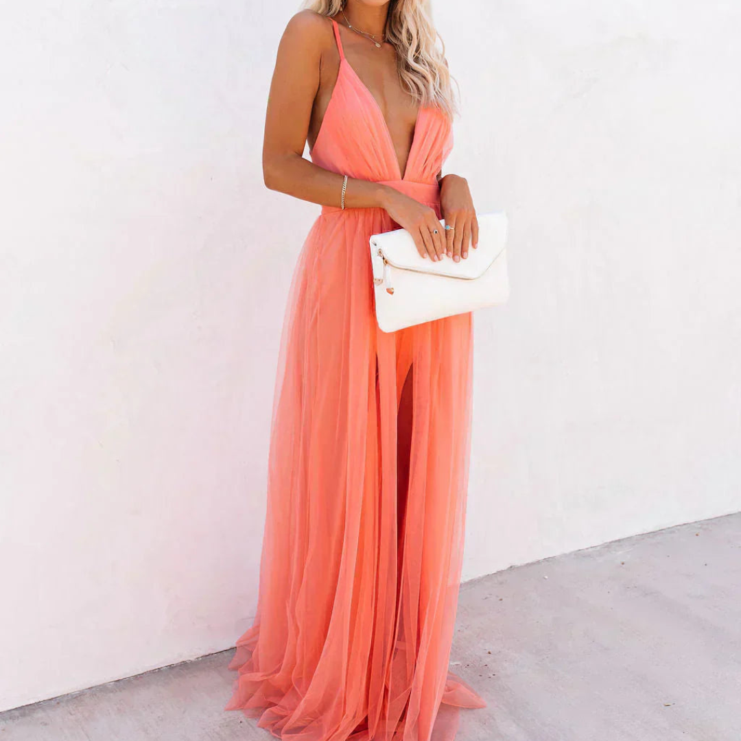 Ginevra | Coral Glow Maxi Dress