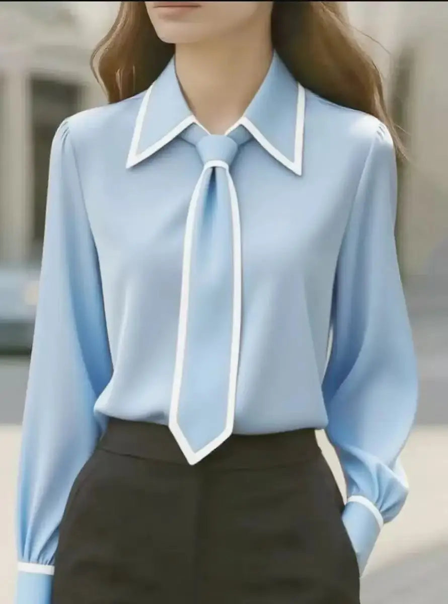 Contrasting House Tie Blouse