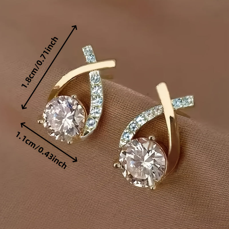 Gold Cross Earrings with Cubic Zirconia