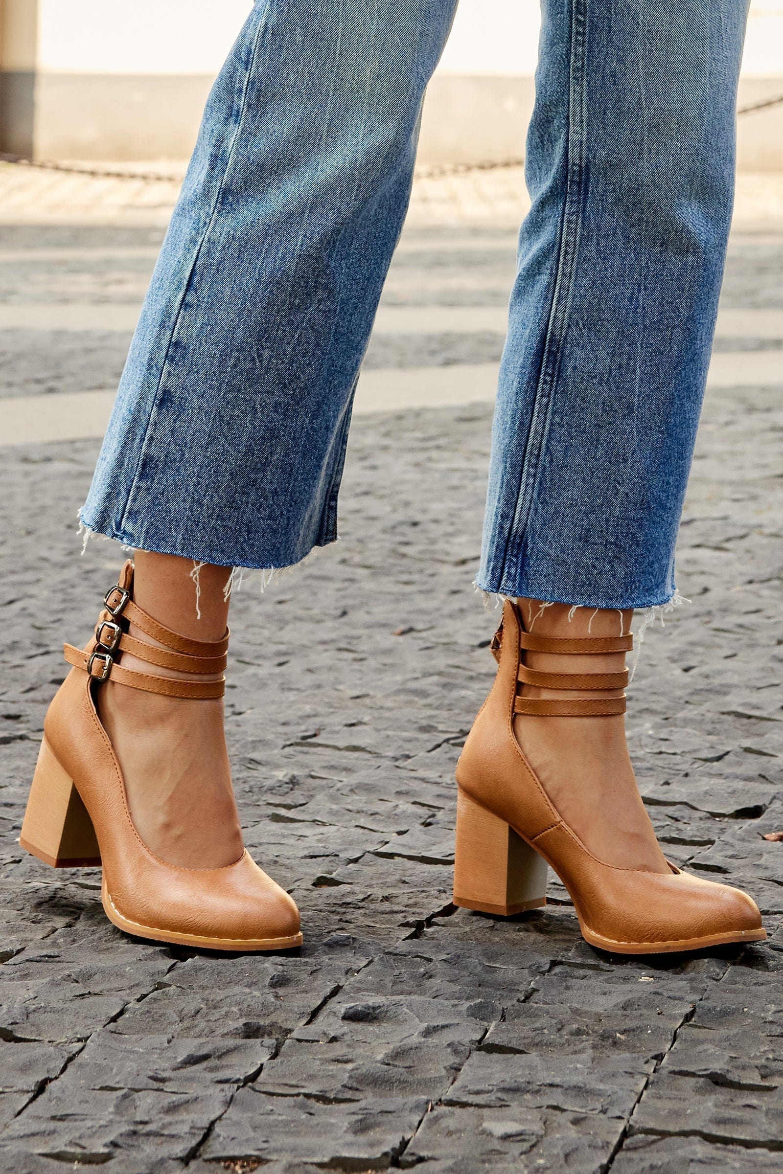 Jadara Triple Buckle Heels