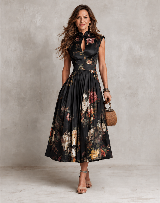 Theodosia | Floral Keyhole Midi Dress