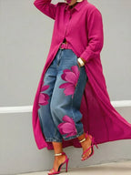 Maud - Linen Shirt Dress and Floral Jeans Set
