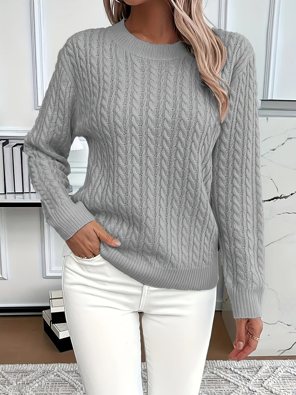 Antonella - Casual Loose-Fit Round Neck Sweater