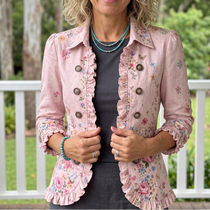 Bettany™ - Floral Ruffle Button-Up Jacket