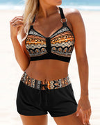 Maryan - Geometrisch Patroon Bikini met Hoge Elastische Taille